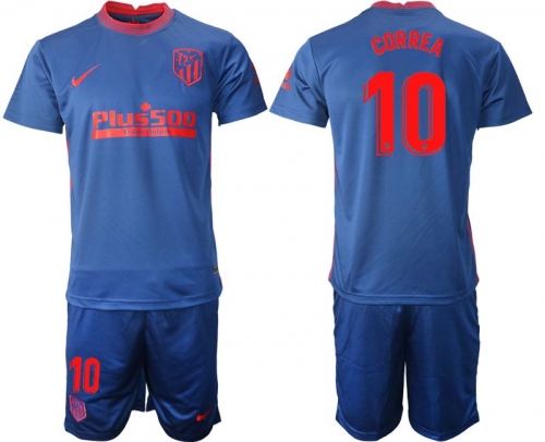 Men 2020-2021 club Atletico Madrid away 10 blue Soccer Jerseys