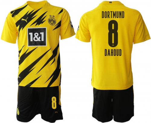 Men 2020-2021 club Borussia Dortmund home 8 yellow Soccer Jerseys