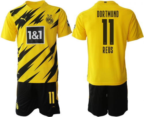 Men 2020-2021 club Borussia Dortmund home 11 yellow Soccer Jerseys