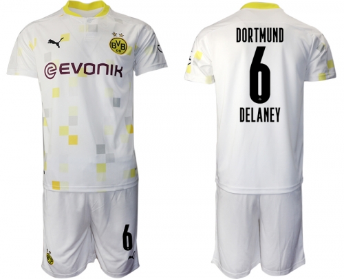 Men 2020-2021 club Borussia Dortmund Second away 6 white Soccer Jerseys