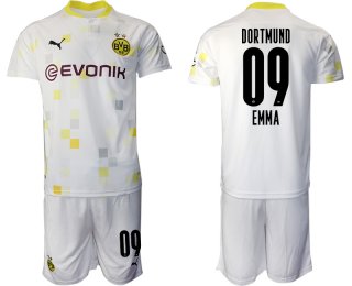 Men 2020-2021 club Borussia Dortmund Second away 09 white Soccer Jerseys