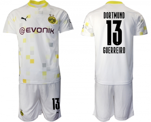 Men 2020-2021 club Borussia Dortmund Second away 13 white Soccer Jerseys