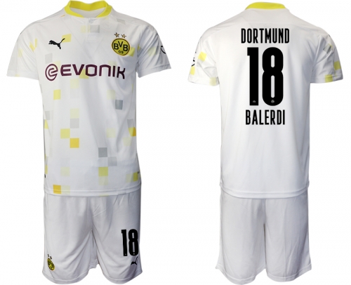 Men 2020-2021 club Borussia Dortmund Second away 18 white Soccer Jerseys