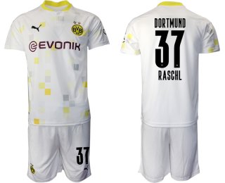 Men 2020-2021 club Borussia Dortmund Second away 37 white Soccer Jerseys