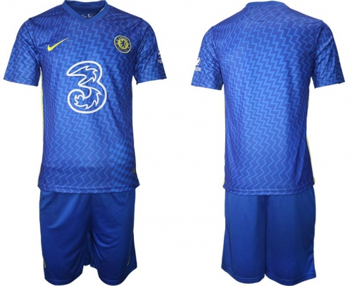 Men 2021-2022 Club Chelsea FC home blue blank Nike Soccer Jersey