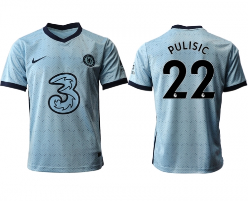 Men 2020-2021 club Chelsea away aaa version 22 Light blue Soccer Jerseys