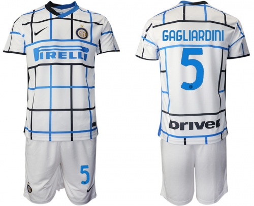 Men 2020-2021 club Inter milan away 5 white Soccer Jerseys