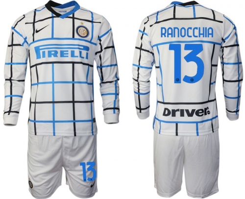 Men 2020-2021 club Inter milan away long sleeve 13 white Soccer Jerseys