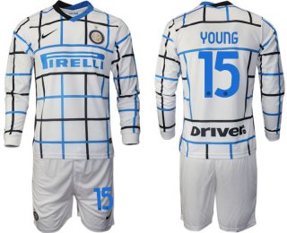 Men 2020-2021 club Inter milan away long sleeve 15 white Soccer Jerseys