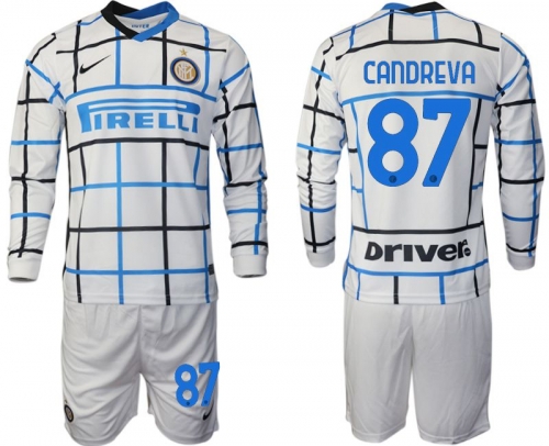 Men 2020-2021 club Inter milan away long sleeve 87 white Soccer Jerseys