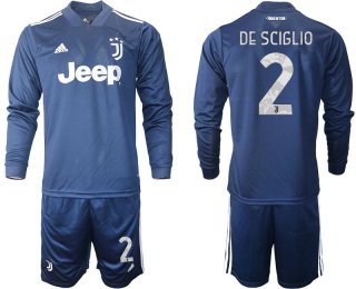 Men 2020-2021 club Juventus away long sleeves 2 blue Soccer Jerseys