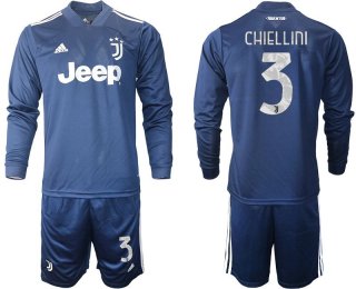 Men 2020-2021 club Juventus away long sleeves 3 blue Soccer Jerseys