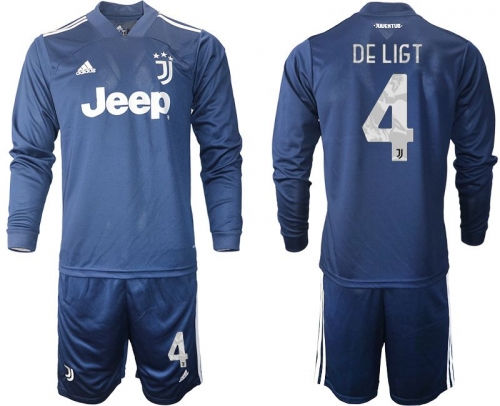 Men 2020-2021 club Juventus away long sleeves 4 blue Soccer Jerseys