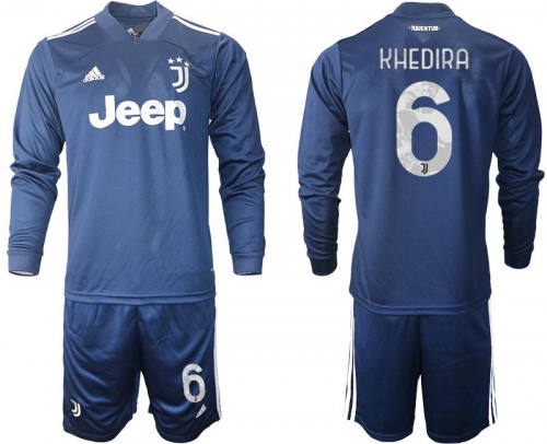 Men 2020-2021 club Juventus away long sleeves 6 blue Soccer Jerseys