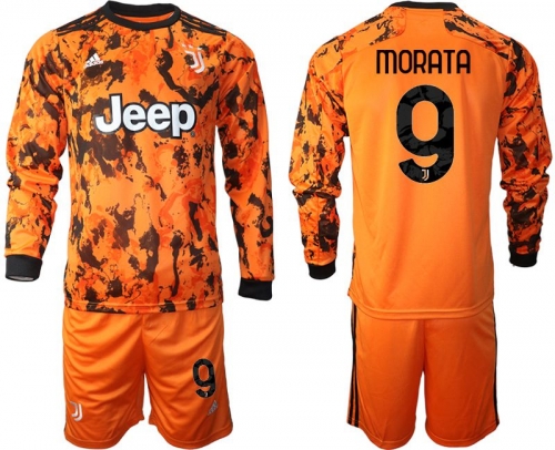 Men 2020-2021 club Juventus away long sleeves 9 orange Soccer Jerseys