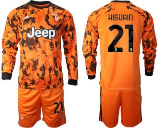 Men 2020-2021 club Juventus away long sleeves 21 orange Soccer Jerseys