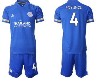 Men 2020-2021 club Leicester City home 4 blue Soccer Jerseys