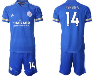 Men 2020-2021 club Leicester City home 14 blue Soccer Jerseys