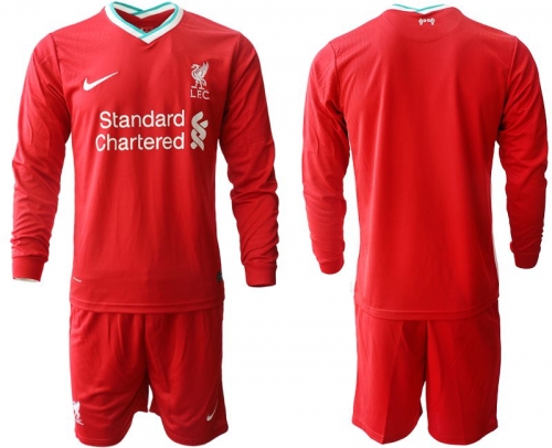 Men 2020-2021 club Liverpool home long sleeves red Soccer Jerseys