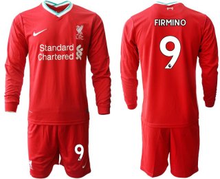 Men 2020-2021 club Liverpool home long sleeves 9 red Soccer Jerseys