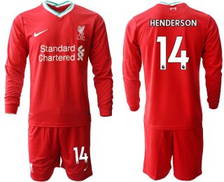 Men 2020-2021 club Liverpool home long sleeves 14 red Soccer Jerseys