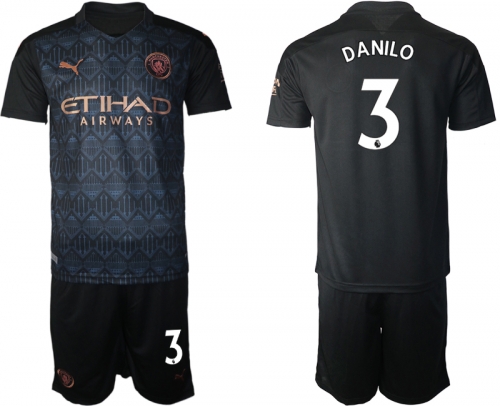 Men 2020-2021 club Manchester City away 3 black Soccer Jerseys