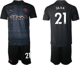 Men 2020-2021 club Manchester City away 21 black Soccer Jerseys