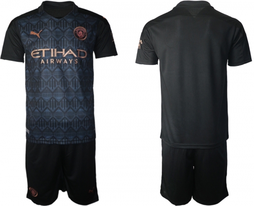 Men 2020-2021 club Manchester City away blank black Soccer Jerseys