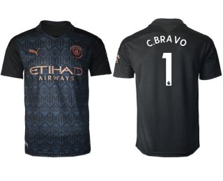 Men 2020-2021 club Manchester City away aaa version 1 black Soccer Jerseys