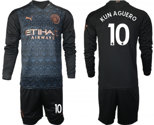 Men 2021 Manchester city home long sleeve 10 soccer jerseys