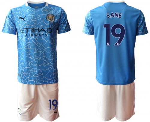 Men 2020-2021 club Manchester City home 19 blue Soccer Jerseys