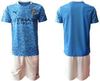 Men 2020-2021 club Manchester City home blank blue Soccer Jerseys