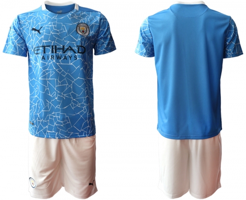 Men 2020-2021 club Manchester City home blank blue Soccer Jerseys