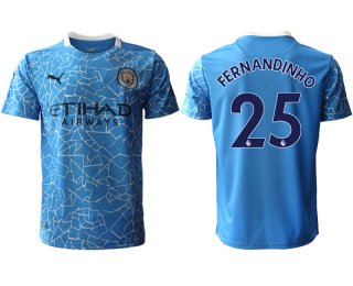 Men 2020-2021 club Manchester City home aaa version 25 blue Soccer Jerseys