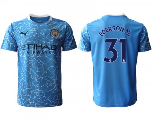 Men 2020-2021 club Manchester City home aaa version 31 blue Soccer Jerseys