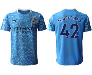 Men 2020-2021 club Manchester City home aaa version 42 blue Soccer Jerseys