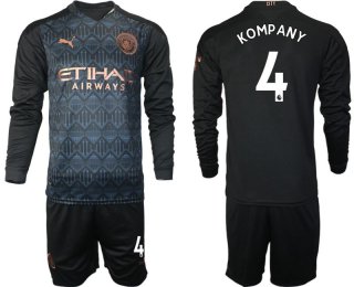 Men 2020-2021 club Manchester city home long sleeve 4 black Soccer Jerseys