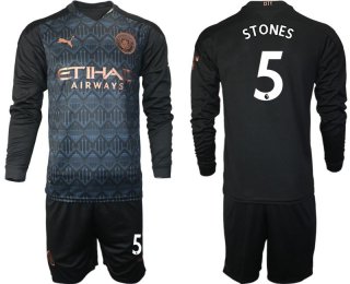 Men 2020-2021 club Manchester city home long sleeve 5 black Soccer Jerseys