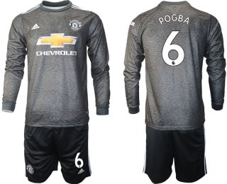 Men 2020-2021 club Manchester united away long sleeve 6 black Soccer Jerseys