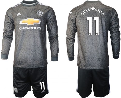 Men 2020-2021 club Manchester united away long sleeve 11 black Soccer Jerseys