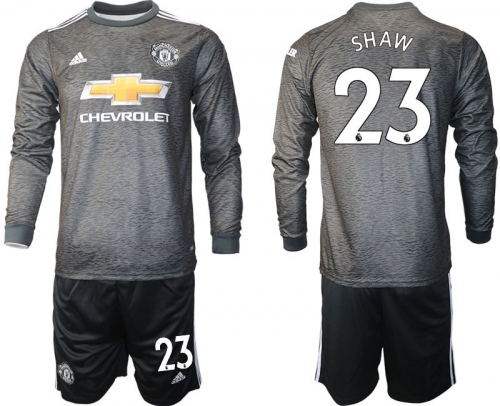 Men 2020-2021 club Manchester united away long sleeve 23 black Soccer Jerseys