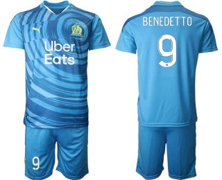 Men 2020-2021 club Olympique de Marseille away 9 blue Soccer Jerseys