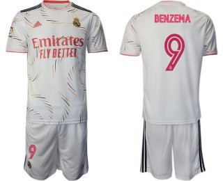 Men 2021-2022 Club Real Madrid home white 9 Adidas Soccer Jersey