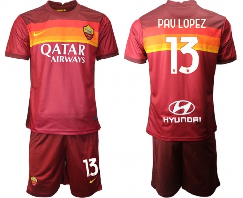 Men 2020-2021 club AS Roma home 13 red Soccer Jerseys