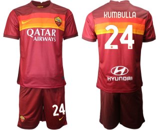 Men 2020-2021 club AS Roma home 24 red Soccer Jerseys