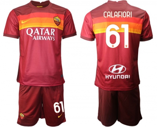 Men 2020-2021 club AS Roma home 61 red Soccer Jerseys