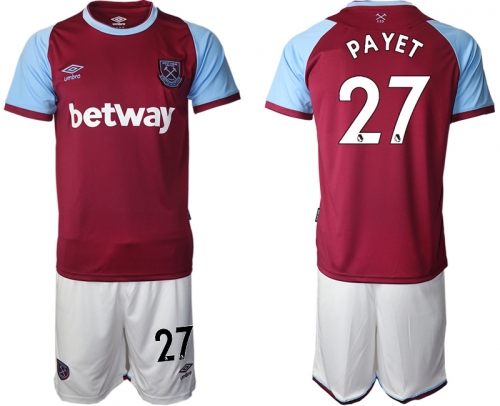 Men 2020-2021 club West Ham United home 27 red Soccer Jerseys