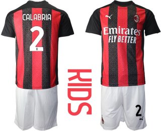 Youth 2020-2021 club AC milan home 2 red Soccer Jerseys