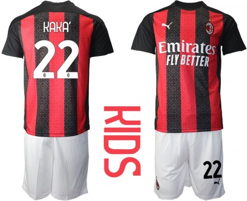 Youth 2020-2021 club AC milan home 22 red Soccer Jerseys