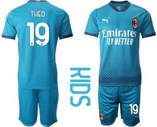 Youth 2020-2021 club AC milan away 19 blue Soccer Jerseys